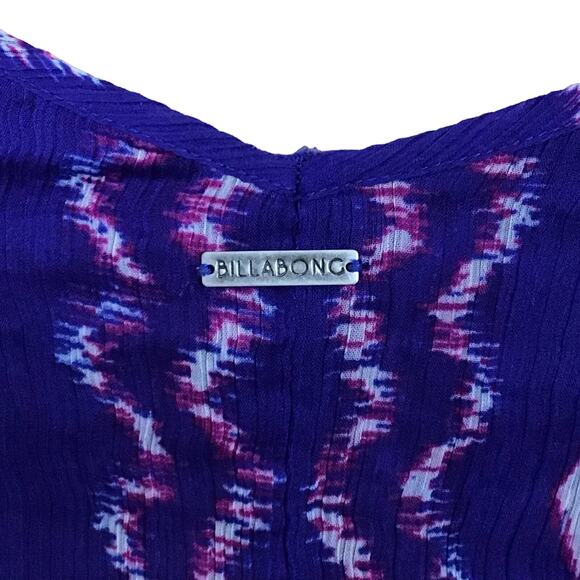 Billabong Rapid Waves Handkerchief Hem Shift Sleeveless Tissue Chiffon Dress S - Picture 7 of 12